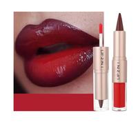 2-in-1 Dual-Ended Lip Liner & Gloss Set - High Pigmentation Cherry Wine Red Long Lasting Liquid Lipstick Combo Kit with Moisturising Formula for Smooth,