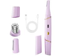 2-in-1 Dual-Head Electric Eyebrow Trimmer, Nose and Ear Hair Trimmer for Women Men, Painless Eyebrow Razor Facial Hair Remover, Precision Eyebrows Epilator Pen - USB Rechargeable (Purple)
