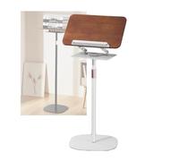 2 in 1 Dual-use Floor Book Stand,Desktop Stand 360° Rotation, Height Adjustable,for Tablet Laptop Recipes Textbooks(White,Adjustable 51-119cm)