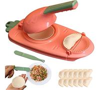 2 In 1 Dumpling Maker Artifact -Portable Dumpling Wrappers Maker and Press Dumpling Skin Machine - Multi-function DIY Manual Empanada maker press Molds Set,Easy-tool for Dumpling Make (Pink)