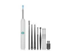 2-in-1 Ear Cleaner with Camera with LED Lights, 10mp HD Ear Scoop Wax Removal Camera Tool, Earwax with Ease with Precision Tweezers & Silicone Scoop, Wireless & Easy to Use (White)
