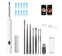 2-in-1 Ear Wax Removal Camera Tool, 10mp HD Ear Cleaner Kit with Camera and LED Light, with Precision Tweezers & Silicone Scoop, IP67 Waterproof, Wireless & Easy to Use (White)