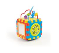 2 In 1 Educational Cube & Puzzle Bright Coloured Toddler Activity Toy Dolu Multi One Size