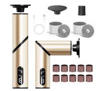 2-in-1 Electric Callus Remover with Foldable & Adjustable Angle, 9-Speed Professional Pedicure Device, Versatile Foot Care Set with Interchangeable Sanding Discs for Dead Hard Skin (Champagne Gold)