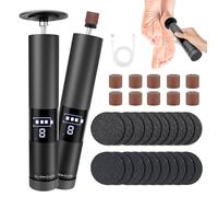 2-in-1 Electric Callus Remover with LED Display, Rechargeable Electric Callus Remover Set, 9 Speeds, Foot Care Set for Heels, Cracked, Callus, Dead