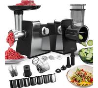2-in-1 Electric Cheese & Meat Grinder - Multi-Purpose Kitchen Processor with 5-Blade System for Effortless Slicing, Grating & Sausage Making (7blades)