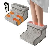 2 in 1 Electric Foot Warmer & Massager - Heated Comfort Fleece Suede Comfy Relaxing | Soft Breathable Feet | Therapy for Women & Men - with A Soft Touch Fleece Lining