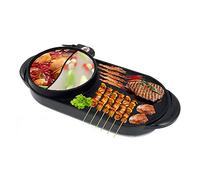 2 In 1 Electric Grill Hot Pot - Multifunctional BBQ & Hot Pot Double Pot, Portable Cooker with Electric Baking Pan for Grilling & Cooking - Integrated Barbecue & Hot Pot Combo