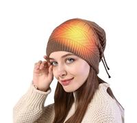 2 in 1 Electric Heated Beanie Scarf, Olders Men Women USB Heating Skull Cap Neckchief Winter Thermal Running Camping Cycling Ski Knitted Hat Head Neck Warmer Heat Therapy Neck Wrap Khaki