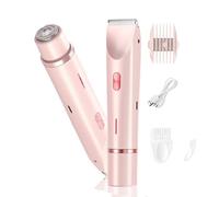 2-in-1 Electric Intimate Shaver for Women, Double Head Razor Women's Intimate Area, IPX7 Waterproof, Rechargeable, Wet and Dry Use for Various Body Parts (Pink)