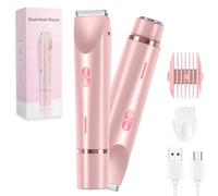2 in 1 Electric Lady Shaver, Dual Head Shaver Women, Wet & Dry Waterproof Electric Comfort 2 in 1 Electrics Lady Shavers, Glow Aura Womens Shavers for Facial Face Lip Chin Underarm Legs (Pink)