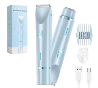 2 in 1 Electric Lady Shaver, Dual Head Shaver Women, Wet & Dry Waterproof Electric Comfort 2 in 1 Electrics Lady Shavers, Glow Aura Womens Shavers for Facial Face Lip Chin Underarm Legs (Blue)
