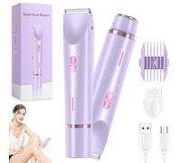 2 in 1 Electric Lady Shaver, Dual Head Shaver Women, Wet & Dry Waterproof Electric Comfort 2 in 1 Electrics Lady Shavers, Glow Aura Womens Shavers for Facial Face Lip Chin Underarm Legs (Purple)