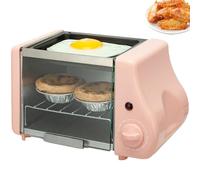 2-in-1 Electric Mini Oven, 220W Kitchen Table Top Grill Ovens with Warming Function and Timer, Even Heating, Electric Countertop Cooker for Roasting, Baking, and Reheating with Baking Tray pink