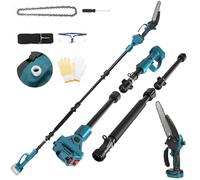 2 in 1 Electric Pole Saw 8 Inch Mini Cordless Chainsaw Compatible for Makita 18V Battery with 2M Extension Pole, Brushless Chainsaw for Pruning Branches Garden Maintenance (No Battery)
