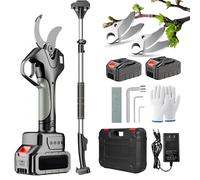 2-in-1 Electric Pruning Shears, 40mm Cordless Garden Secateurs with 2.1m Telescopic Pole & 2 * 2000mah Battery, Long Reach Pruner Branch Scissors for Hedge, Bush, Orchard Tree Trimming