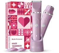 2 in 1 Electric Razors for Women Personal Groomer, Waterproof Bikini Trimmer for Women Cordless Dry/Wet Use Electric Shaver for Pubic Hair, Armpit, Facail Hair Removal, Detachable Head, Pearl Purple