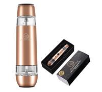2 in 1 Electric Salt and Pepper Grinder Set, Rechargeable with USB-C, Automatic Battery Operated Salt and Pepper Shakers, Pepper Mill Grinder with Adjustable Coarseness, Rose Gold Gourmet Easy