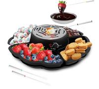 2 in 1 Electric Smores Maker,Chocolate Fondue Set Tabletop Indor,Flameless Family Marshmallow Roaster Kit for Date Night,Movie Night,Housewarming Gift,Overheat Protection,With Food & Baking Tray,Forks