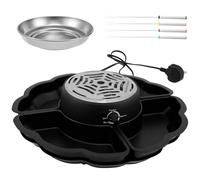 2 in 1 Electric Smores Maker & Chocolate Fondue Set, Tabletop Marshmallow Roaster with Temp Control,4 Roasting Forks, 4 Detachable Trays & 1 Heated Bowl, Movie Night Supplies & Housewarming Gifts