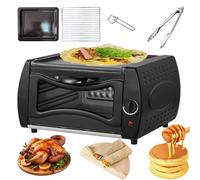 2-in-1 Electric Tandoor Oven & Roti Maker with Temperature Control, Visual Glass, Hot Top Plate Door, Bake Tray, Rack, and Handle for Chapati, Lahmacun, Manakish, Naan Bread
