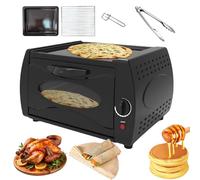 2-in-1 Electric Tandoor Oven & Roti Maker with Temperature Control, Visual Glass, Hot Top Plate Door, Bake Tray, Rack, and Handle for Baking Chapati, Lahmacun, Manakish, Naan Bread
