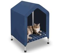 2 in 1 Elevated Dog House - Rainproof Dog Tent Cat House, Dog Sunshade Tent, Pet House - Ventilated Elevated Floor, Raised Pet Shelter for Small