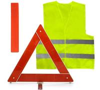 2 in 1 Emergency Warning Triangle & Reflective Safety Vest Kit, Warning Triangles for Cars with Storage Case, Car Emergency Kit for Roadside Emergency Breakdown