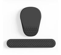 2 in 1 Ergonomic Mouse Pad with Wrist Rest, Mouse Pad Wrist Support & Computer Keyboard Wrist Rest with Comfortable Memory Foam Massage Bulge and Non-Slip PU Base for Office Home (Black)