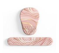 2 in 1 Ergonomic Mouse Pad with Wrist Rest, Mouse Pad Wrist Support & Computer Keyboard Wrist Rest with Comfortable Memory Foam Massage Bulge and Non-Slip PU Base for Office Home (Pink Marble)