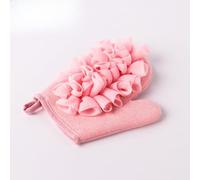 2-in-1 Exfoliating Bath Sponge & Shower Puff - Soft Loofah Scrubber for Women & Adults, Dual-Sided Shower Gloves (Pink)
