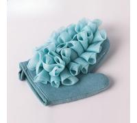 2-in-1 Exfoliating Bath Sponge & Shower Puff - Soft Loofah Scrubber for Women & Adults, Dual-Sided Shower Gloves (Blue)