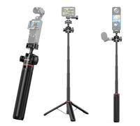 2 in 1 Extendable Mini Camera Tripod Selfie Stick，4 Levels Adjustment 360° Ball Head Portable Vlog Travel Handle Grip with Cold Shoe Compatible with DJI Osmo Hero Insta360