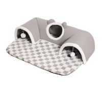 2-in-1 Extra Large Cat Bed with Tunnel, Soft Cat Tunnels for Indoor Cats Kittens,Rabbit Beds with Non-Slip Base,Indoor Pet Cave Rabbit Tunnel with Detachable Cushion (grey, XL:85 * 70cm)