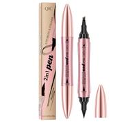 2 in 1 Eyebrow Pen with Eyeliner, Waterproof Multifunctional Double Head Microblade Eyebrow Pencil (Black)