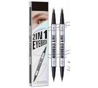 2 in 1 Eyebrow Pencil, Double-headed Brow Ink Eyebrow Pen, Waterproof Magic Eye/brow Pencil, Dual-Ended 3D Eyebr/ow Makeup with Precise Brush, Long Lasting Eye/brow Tint & Gel(Black Brown+Black)