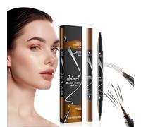 2-in-1 Eyebrow Pencil, Microblading Waterproof Eyebrow Pen with 4 Fork and Brow Brush for Create Natural and Long Lasting Eyebrow Fine Stroke Makeup (Light Brown)