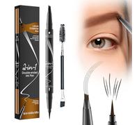 2-in-1 Eyebrow Pencil Waterproof, 2025 New Eyebrow Pencil for Women, Cost with 4-Fork-Tip and Precise Brush, Create Natural Hair-Like Brows, Last All-Day, Microblading Brow Pen (Light brown)