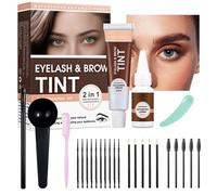 2 In 1 Eyelash & Eyebrow Tint Kit, Lash Tint and Eyebrow Dye, Semi-Permanent Eyelash & Brow Dye with Complete Tools, Fast & Easy to Use, Last Up to 4-6 Weeks (02# brown)