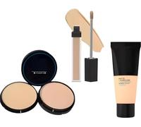 2-in-1 Face Compact + Liquid Foundation + Natural Concealer | Set of 3 | Matte Finish | Full Coverage Base Makeup Kit | 15g Compact