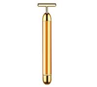 2 in 1 Facial Massager, T-Shape Electric Face Roller, for Anti-Aging, Skin Firming, and Lifting, Gold