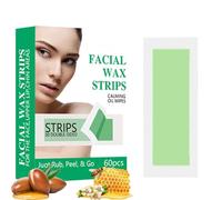 2 IN 1 Facial Wax Strips for Women & Men, Bikini Hair Removal for Travel & Home, Lip Upper Waxing Kit with 60 Face Body Wax Strips+ 3 Calming Oil Wipe, Facial Hair Removal for Women
