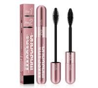 2 in 1 False Lash Effect Mascara 5x Longer Voluminous Curling, Smudge Proof Long Lasting 4D Silk Fiber Mascara for Makeup, Black Volume and Length Waterproof