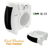 2 in 1 Fan Heater 2KW 2000W Small Portable Electric Hot Warm Air Upright Flatbed