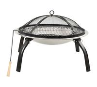 2-in-1 Fire Pit and BBQ with Poker Steel Grill Fireplace Black/Silver vidaXL