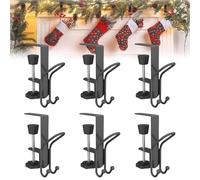 2-in-1 Fireplace Stocking and Garland Hanger, 2025 New Heavy Duty Garland Holder, Adjustable Metal Mantle Hooks, No Drill Christmas Stocking & Holiday Garland Decorations for Holiday Decor (6B)
