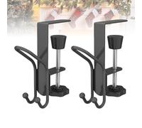 2 in 1 Fireplace Stocking and Garland Hanger, Christmas Stockings Metal Holder Hanger, No Drill, Adjustable Mantel Holders with Dual Hooks, Home Christmas Decoration(Black-2pcs)