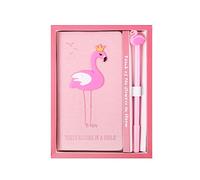 2 in 1 Flamingo Stationery Gift Box Set Includes 1 Pcs Flamingo Notebook Pocket Journal Hardcover Writing Notepad Diary and 1 Pcs Pen Gift for Birthday Christmas Kids Study Office School Supplies