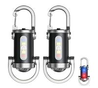 2 in 1 Flashlight and Power Bank, 2Pieces Mini Keychain Flashlight, USB Multifunctional Powerful Led Flashlights, Portable Waterproof and Shockproof Small Keychain Light, for Outdoor Fishing Climbing