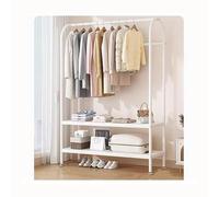 2-in-1 Floor Coat Rack Sturdy Metal Hanger for Clothes & Shoes Versatile Design for Bedroom Office & Living Room White 49" Tall Space-Saving Storage Solution